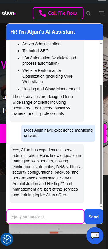 AI Chatbot of Aljun using n8n